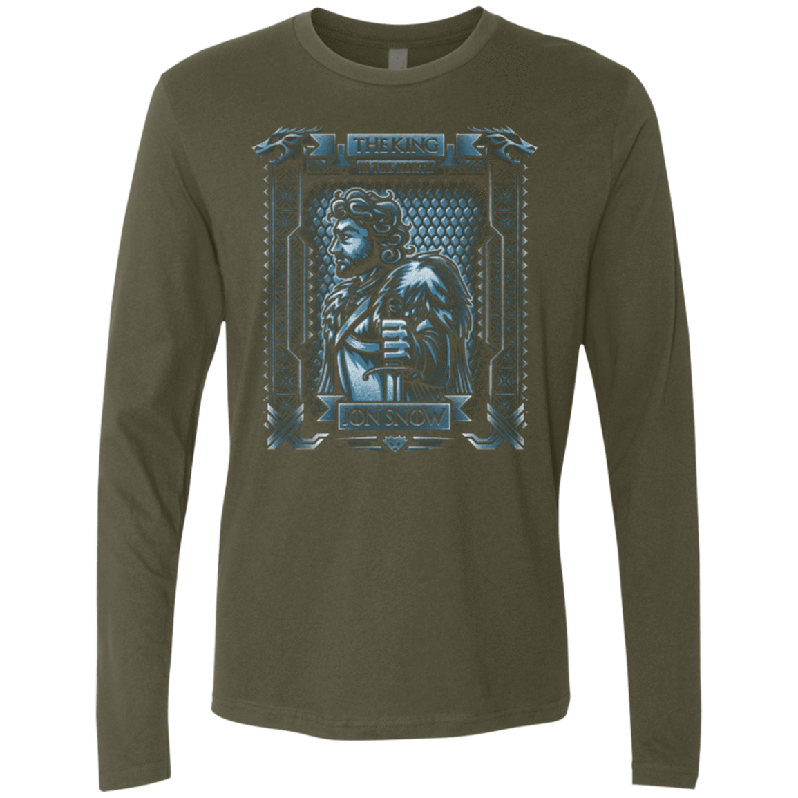 T-Shirts Military Green / Small Jon Snow King in the North Men's Premium Long Sleeve