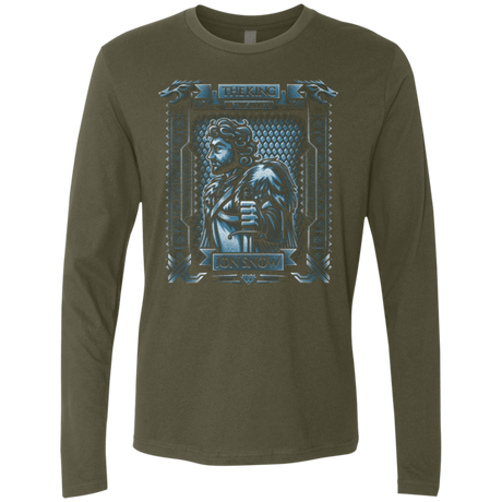 T-Shirts Military Green / Small Jon Snow King in the North Men's Premium Long Sleeve