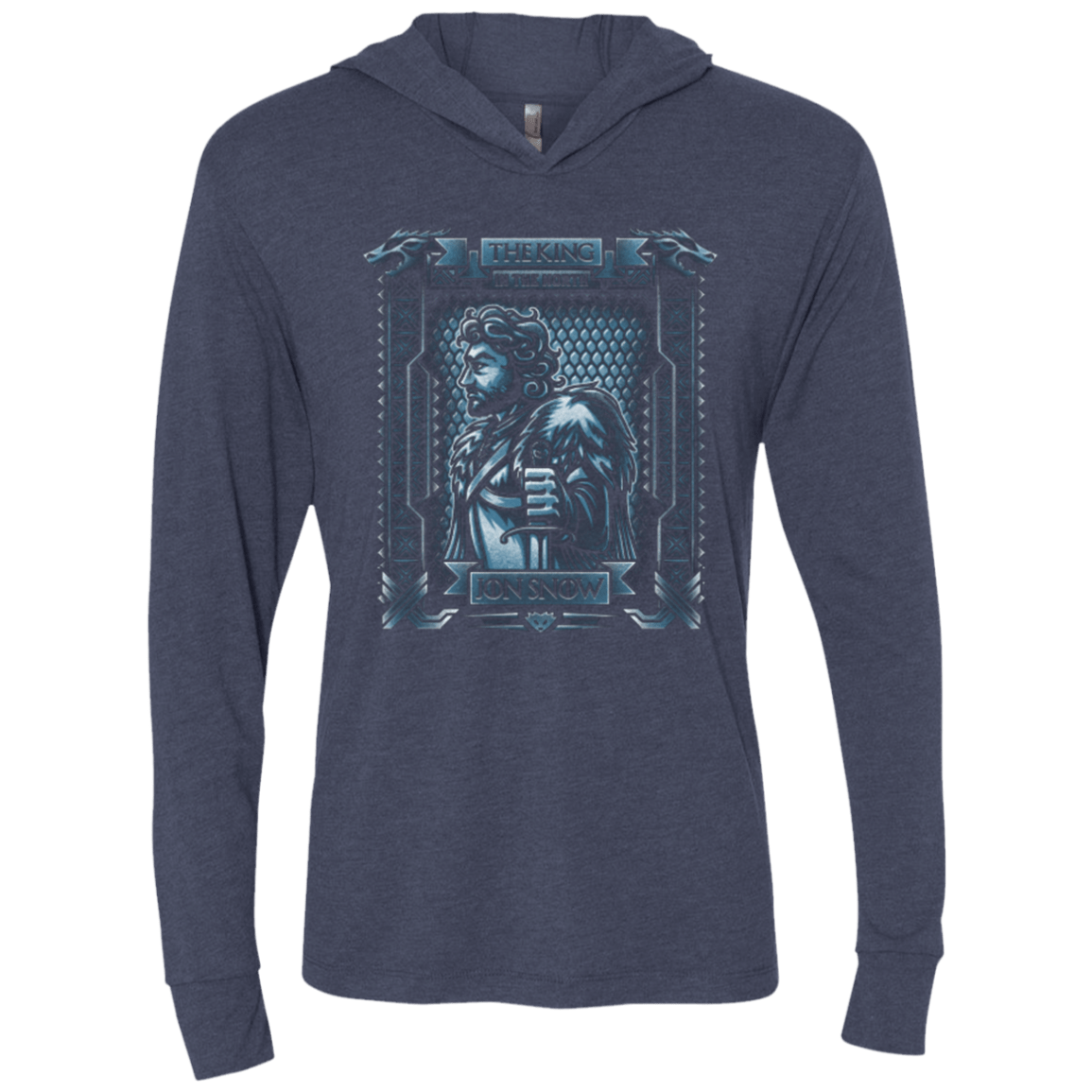 T-Shirts Vintage Navy / X-Small Jon Snow King in the North Triblend Long Sleeve Hoodie Tee