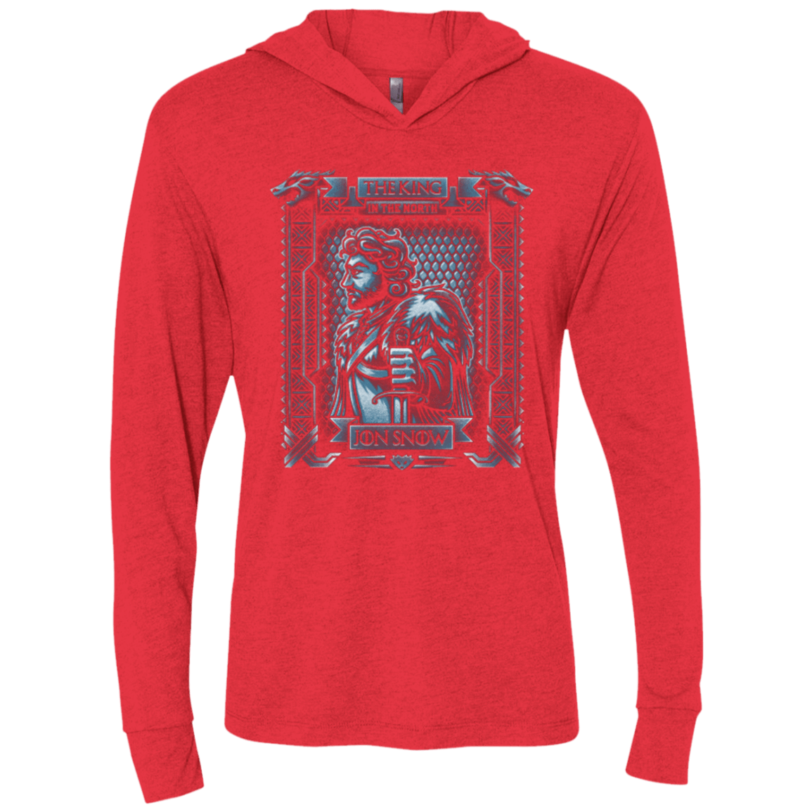 T-Shirts Vintage Red / X-Small Jon Snow King in the North Triblend Long Sleeve Hoodie Tee