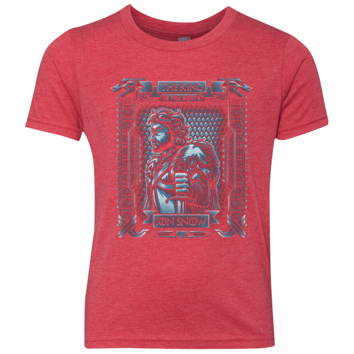 T-Shirts Vintage Red / YXS Jon Snow King in the North Youth Triblend T-Shirt
