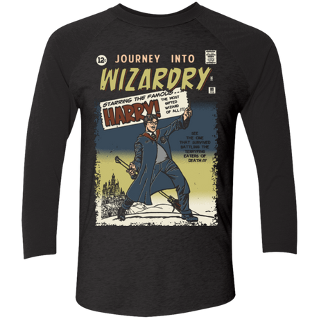 T-Shirts Vintage Black/Vintage Black / X-Small Journey into Wizardry Men's Triblend 3/4 Sleeve