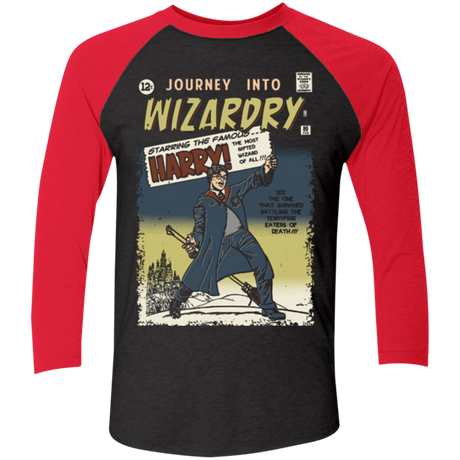 T-Shirts Vintage Black/Vintage Red / X-Small Journey into Wizardry Men's Triblend 3/4 Sleeve