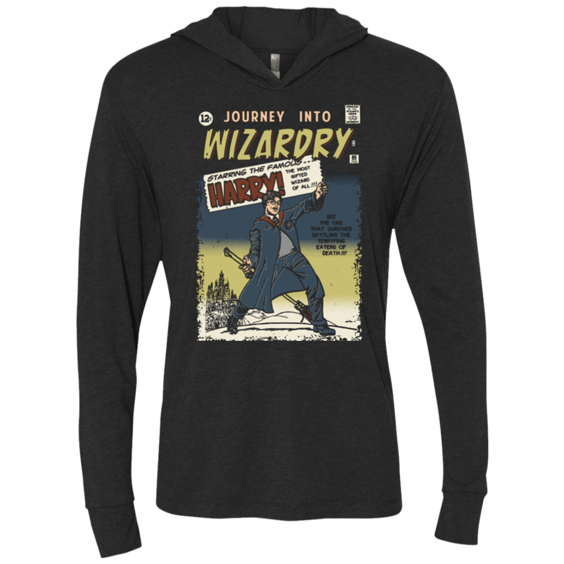 T-Shirts Vintage Black / X-Small Journey into Wizardry Triblend Long Sleeve Hoodie Tee