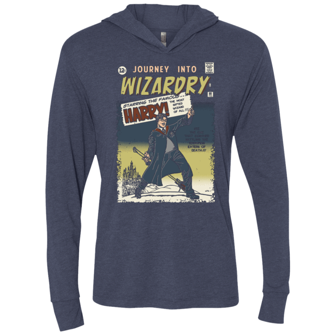 T-Shirts Vintage Navy / X-Small Journey into Wizardry Triblend Long Sleeve Hoodie Tee