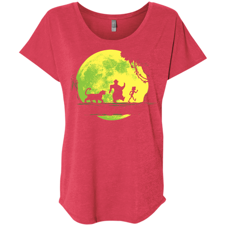T-Shirts Vintage Red / X-Small Jungle Moonwalk Triblend Dolman Sleeve