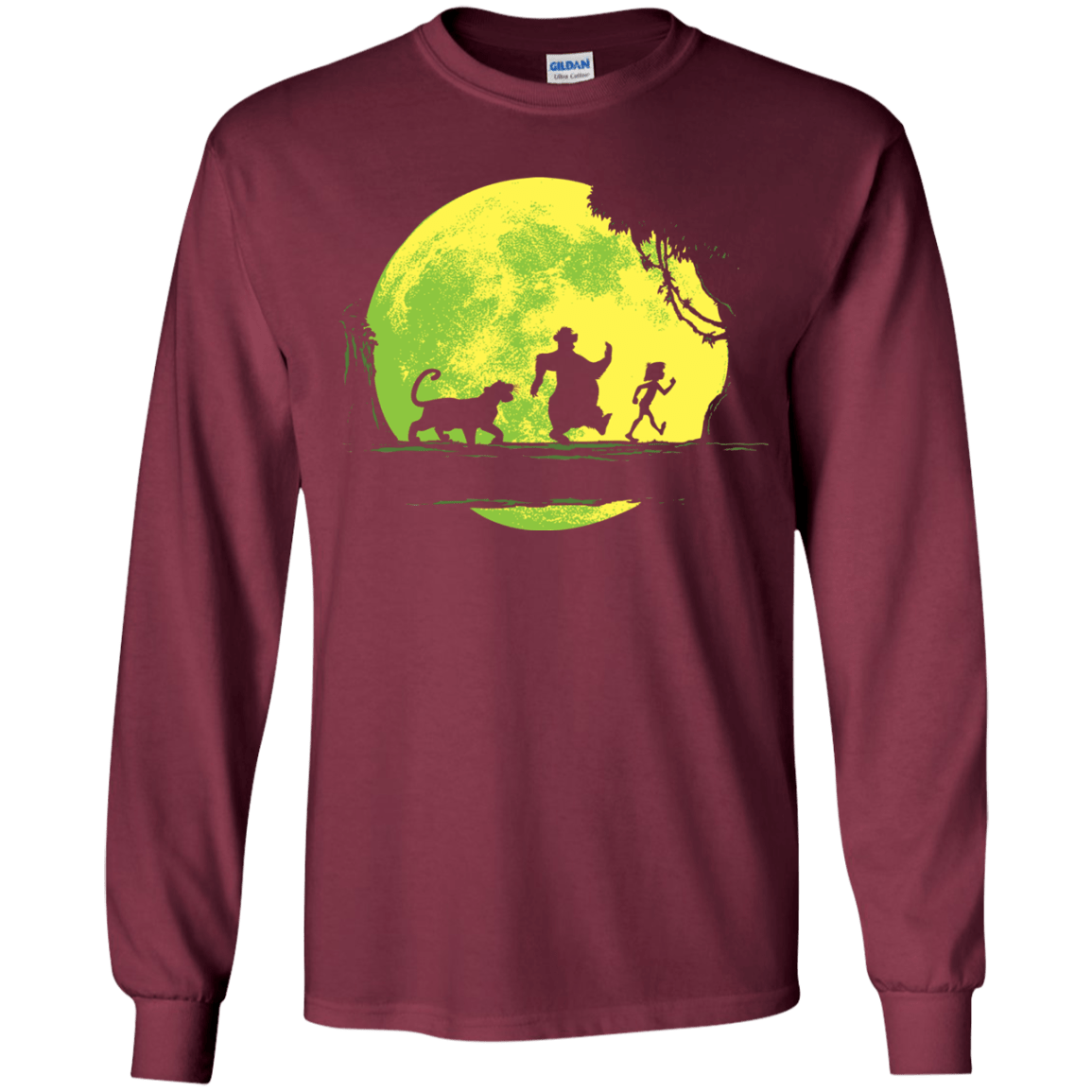 T-Shirts Maroon / YS Jungle Moonwalk Youth Long Sleeve T-Shirt