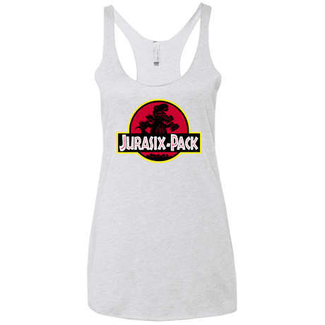 T-Shirts Heather White / X-Small Jurasix-Pack Women's Triblend Racerback Tank