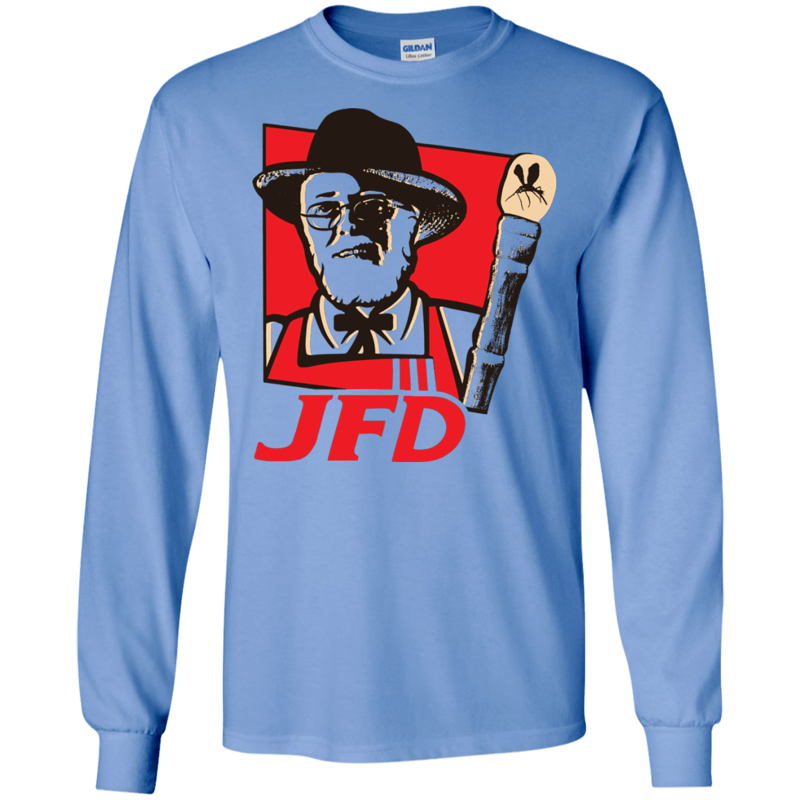 T-Shirts Carolina Blue / S Jurassic Fried Dinosaur Men's Long Sleeve T-Shirt