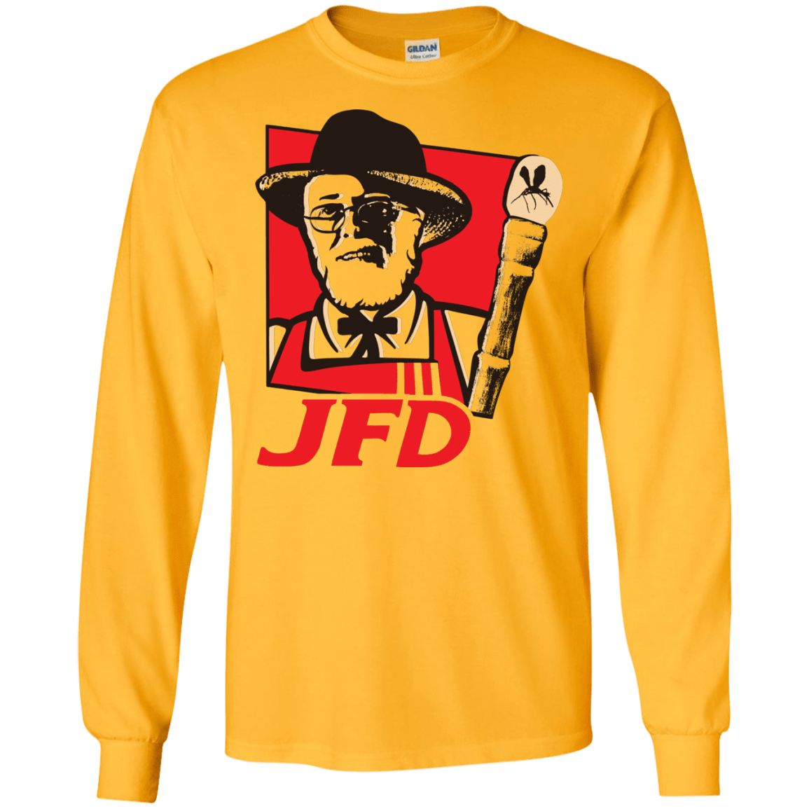 T-Shirts Gold / S Jurassic Fried Dinosaur Men's Long Sleeve T-Shirt