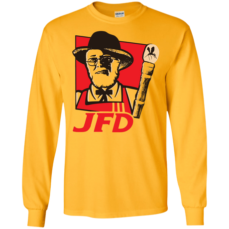 T-Shirts Gold / S Jurassic Fried Dinosaur Men's Long Sleeve T-Shirt