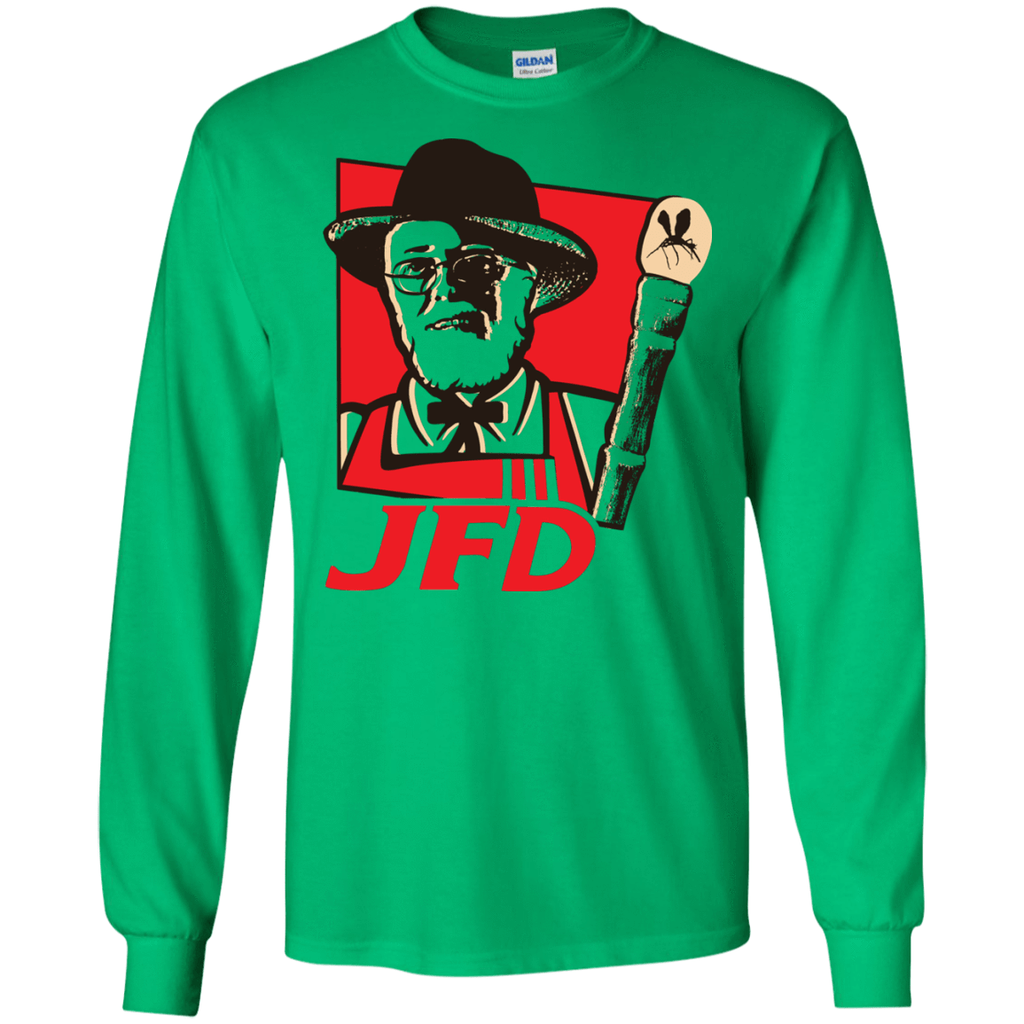 T-Shirts Irish Green / S Jurassic Fried Dinosaur Men's Long Sleeve T-Shirt