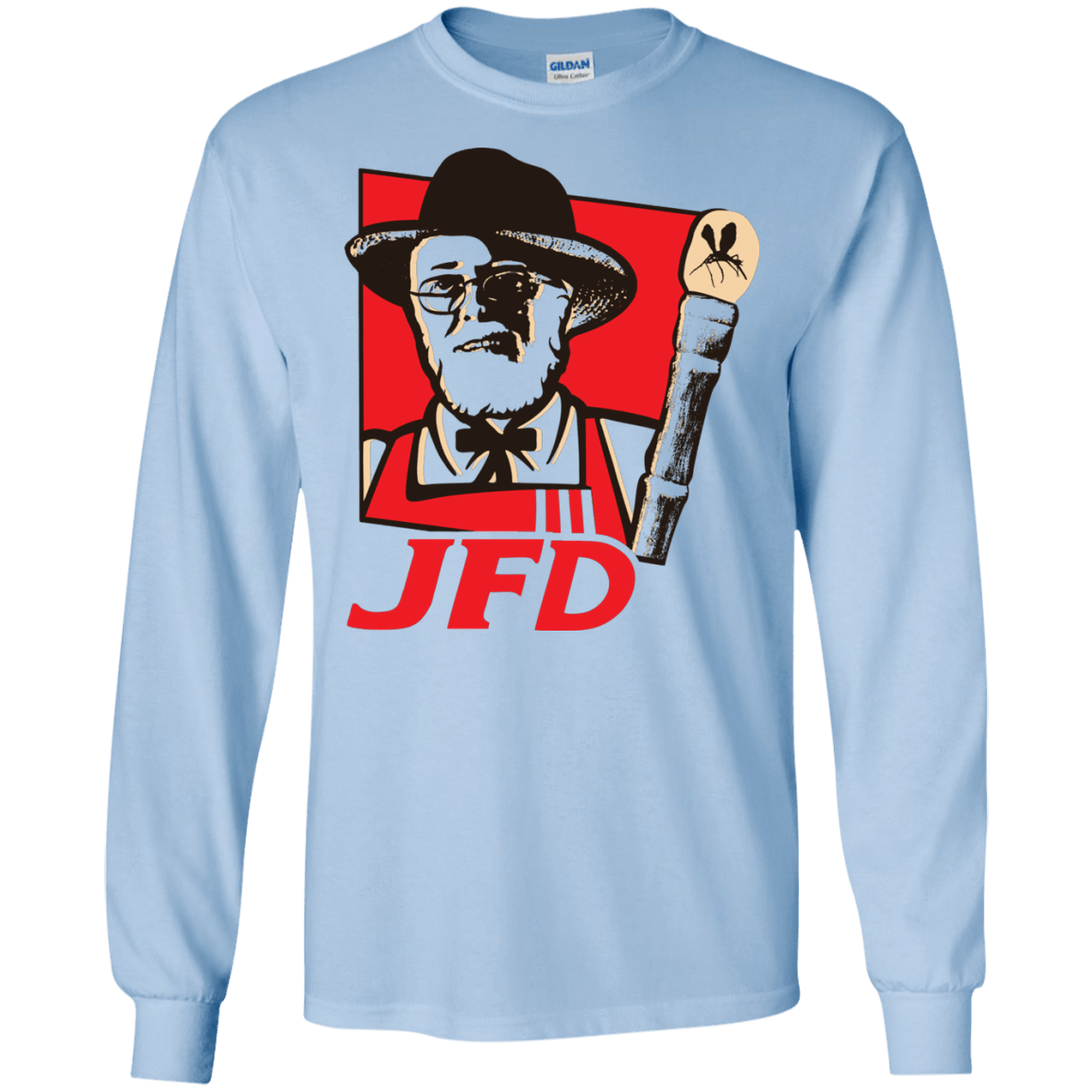 T-Shirts Light Blue / S Jurassic Fried Dinosaur Men's Long Sleeve T-Shirt