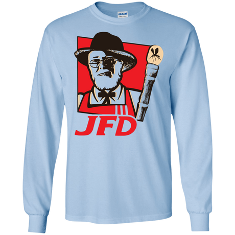 T-Shirts Light Blue / S Jurassic Fried Dinosaur Men's Long Sleeve T-Shirt