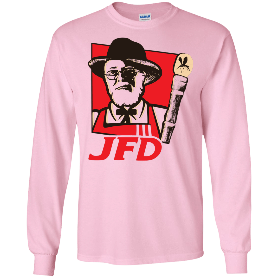 T-Shirts Light Pink / S Jurassic Fried Dinosaur Men's Long Sleeve T-Shirt