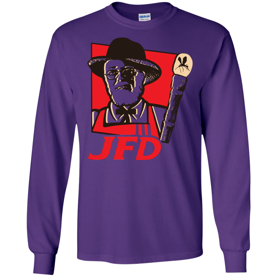 T-Shirts Purple / S Jurassic Fried Dinosaur Men's Long Sleeve T-Shirt