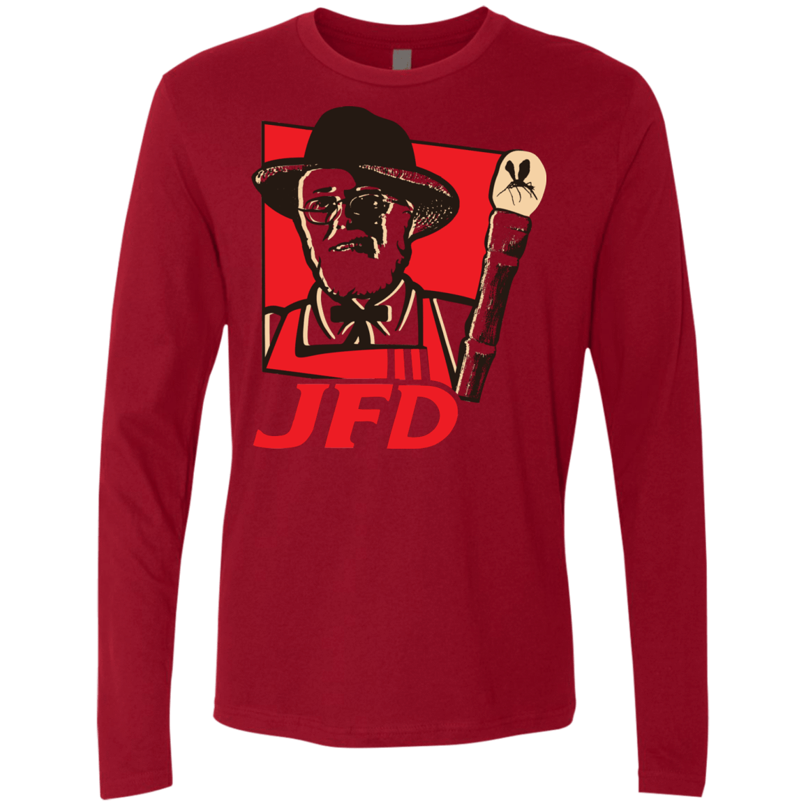 T-Shirts Cardinal / S Jurassic Fried Dinosaur Men's Premium Long Sleeve