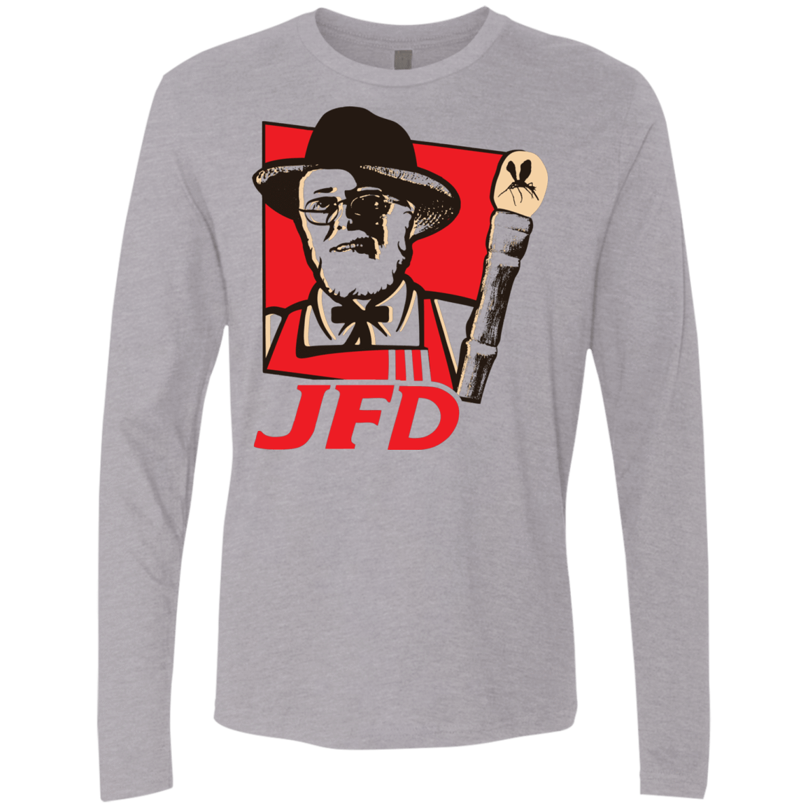 T-Shirts Heather Grey / S Jurassic Fried Dinosaur Men's Premium Long Sleeve