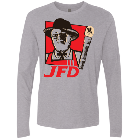 T-Shirts Heather Grey / S Jurassic Fried Dinosaur Men's Premium Long Sleeve