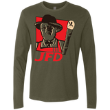 T-Shirts Military Green / S Jurassic Fried Dinosaur Men's Premium Long Sleeve