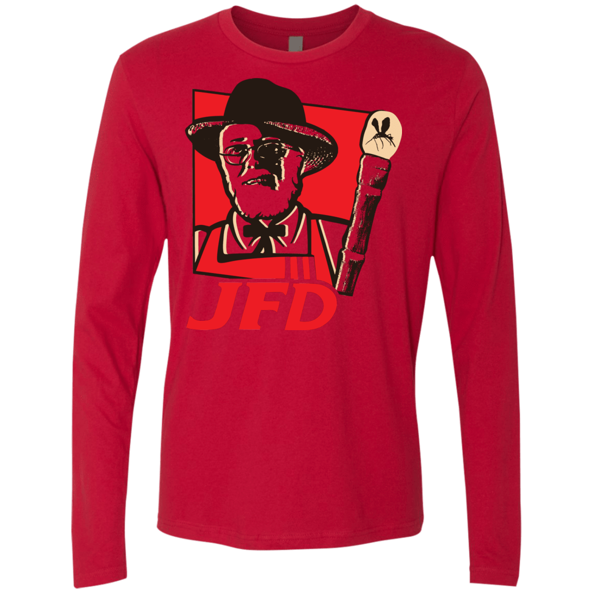T-Shirts Red / S Jurassic Fried Dinosaur Men's Premium Long Sleeve