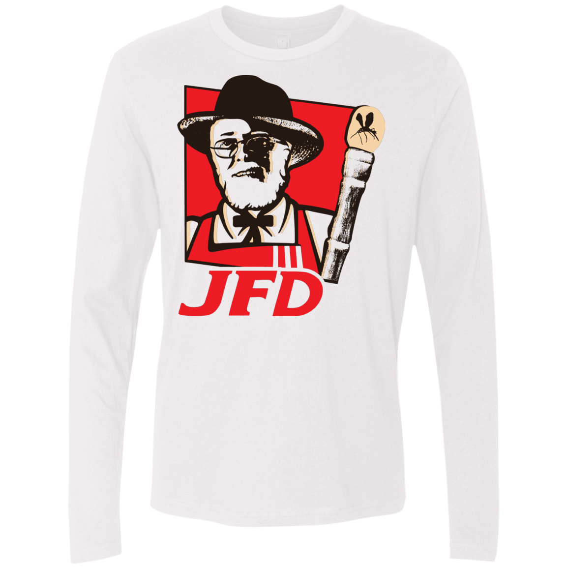 T-Shirts White / S Jurassic Fried Dinosaur Men's Premium Long Sleeve