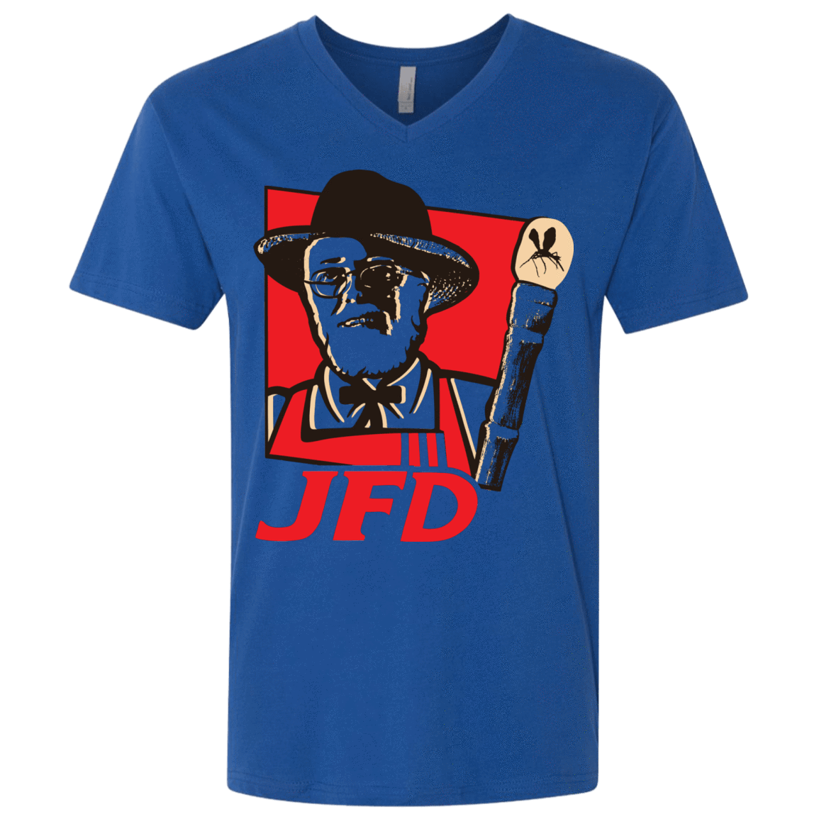 T-Shirts Royal / X-Small Jurassic Fried Dinosaur Men's Premium V-Neck