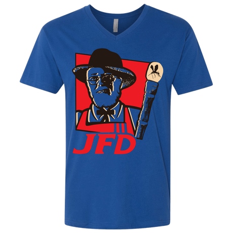 T-Shirts Royal / X-Small Jurassic Fried Dinosaur Men's Premium V-Neck