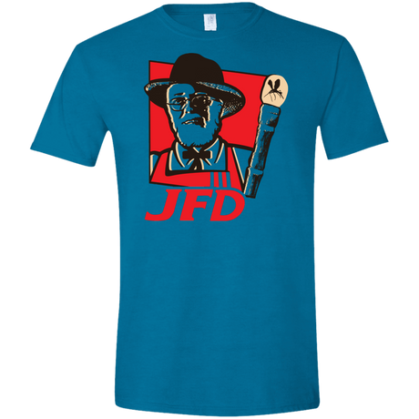 T-Shirts Antique Sapphire / S Jurassic Fried Dinosaur Men's Semi-Fitted Softstyle