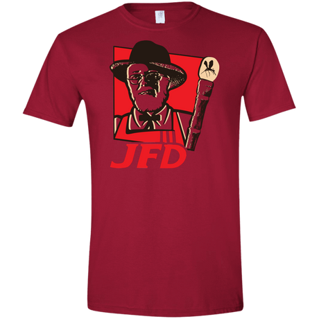 T-Shirts Cardinal Red / S Jurassic Fried Dinosaur Men's Semi-Fitted Softstyle