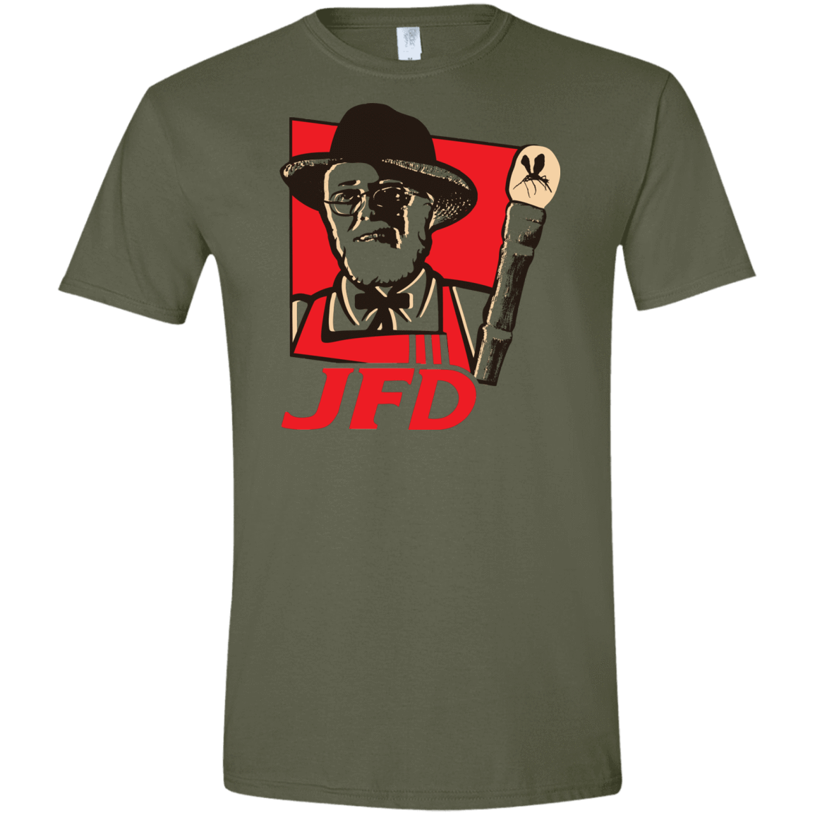 T-Shirts Military Green / S Jurassic Fried Dinosaur Men's Semi-Fitted Softstyle