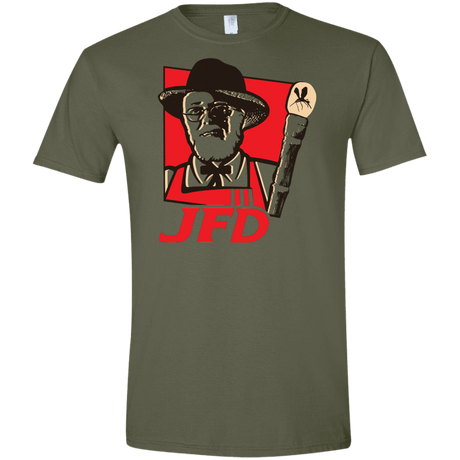 T-Shirts Military Green / S Jurassic Fried Dinosaur Men's Semi-Fitted Softstyle