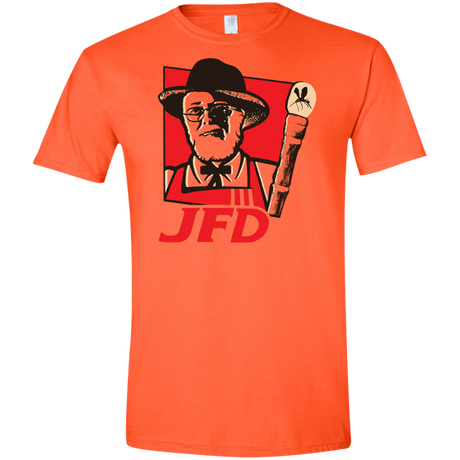 T-Shirts Orange / S Jurassic Fried Dinosaur Men's Semi-Fitted Softstyle