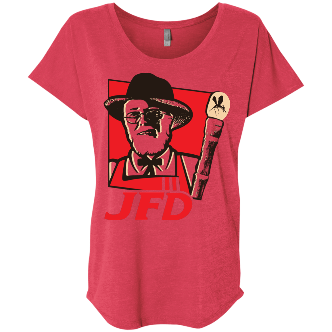 T-Shirts Vintage Red / X-Small Jurassic Fried Dinosaur Triblend Dolman Sleeve