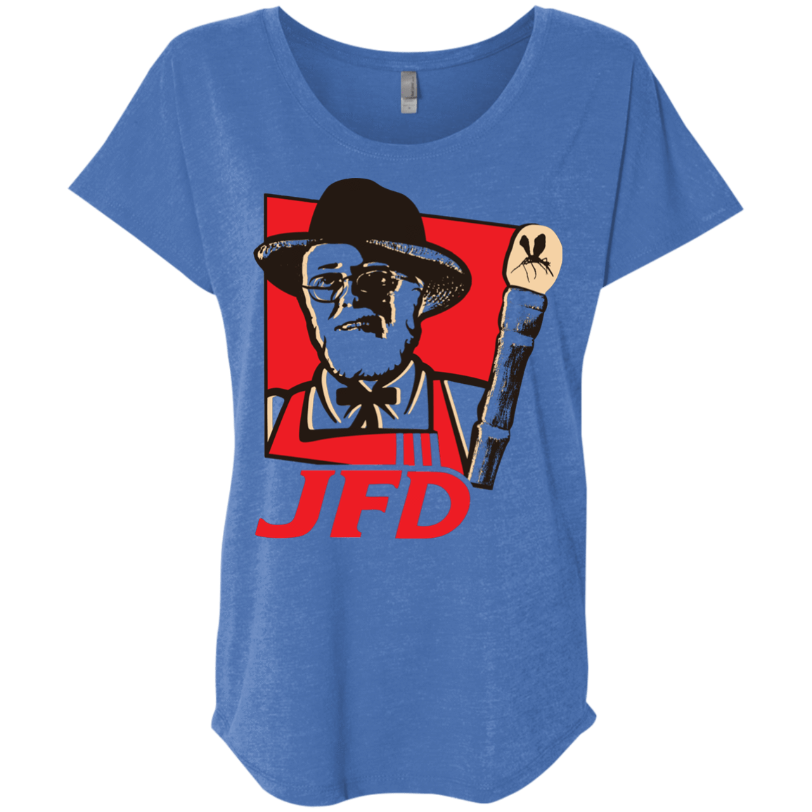 T-Shirts Vintage Royal / X-Small Jurassic Fried Dinosaur Triblend Dolman Sleeve