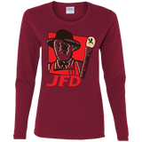 T-Shirts Cardinal / S Jurassic Fried Dinosaur Women's Long Sleeve T-Shirt