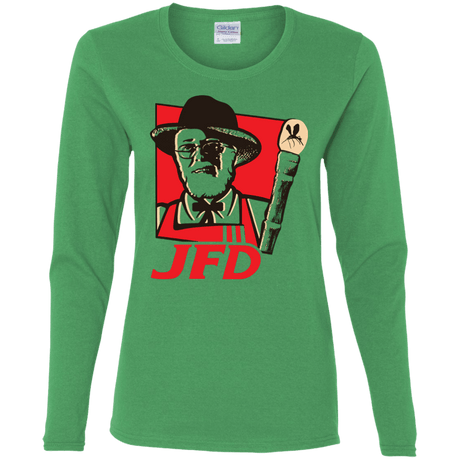 T-Shirts Irish Green / S Jurassic Fried Dinosaur Women's Long Sleeve T-Shirt