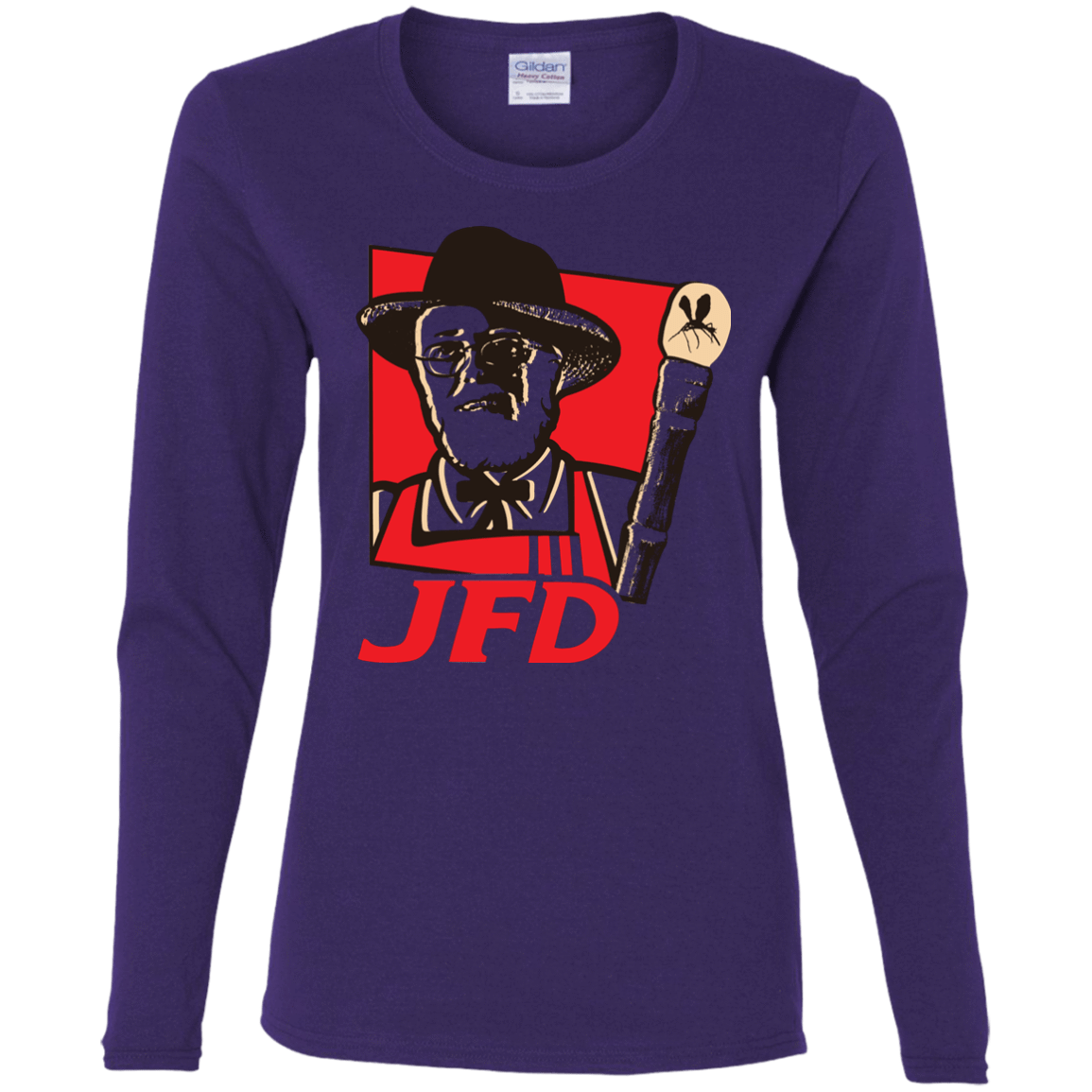 T-Shirts Purple / S Jurassic Fried Dinosaur Women's Long Sleeve T-Shirt