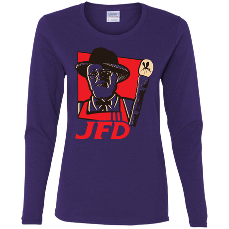 T-Shirts Purple / S Jurassic Fried Dinosaur Women's Long Sleeve T-Shirt