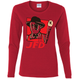 T-Shirts Red / S Jurassic Fried Dinosaur Women's Long Sleeve T-Shirt