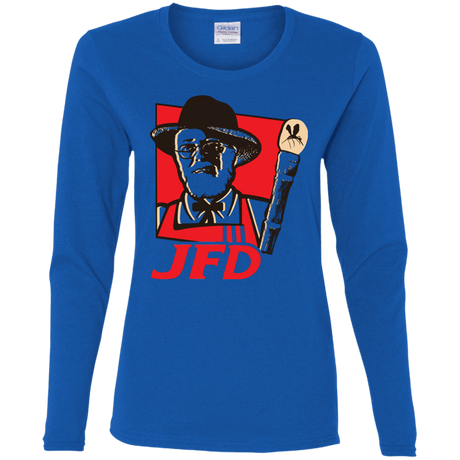 T-Shirts Royal / S Jurassic Fried Dinosaur Women's Long Sleeve T-Shirt