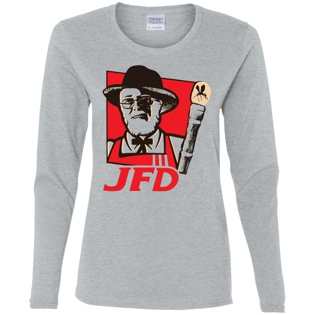 T-Shirts Sport Grey / S Jurassic Fried Dinosaur Women's Long Sleeve T-Shirt