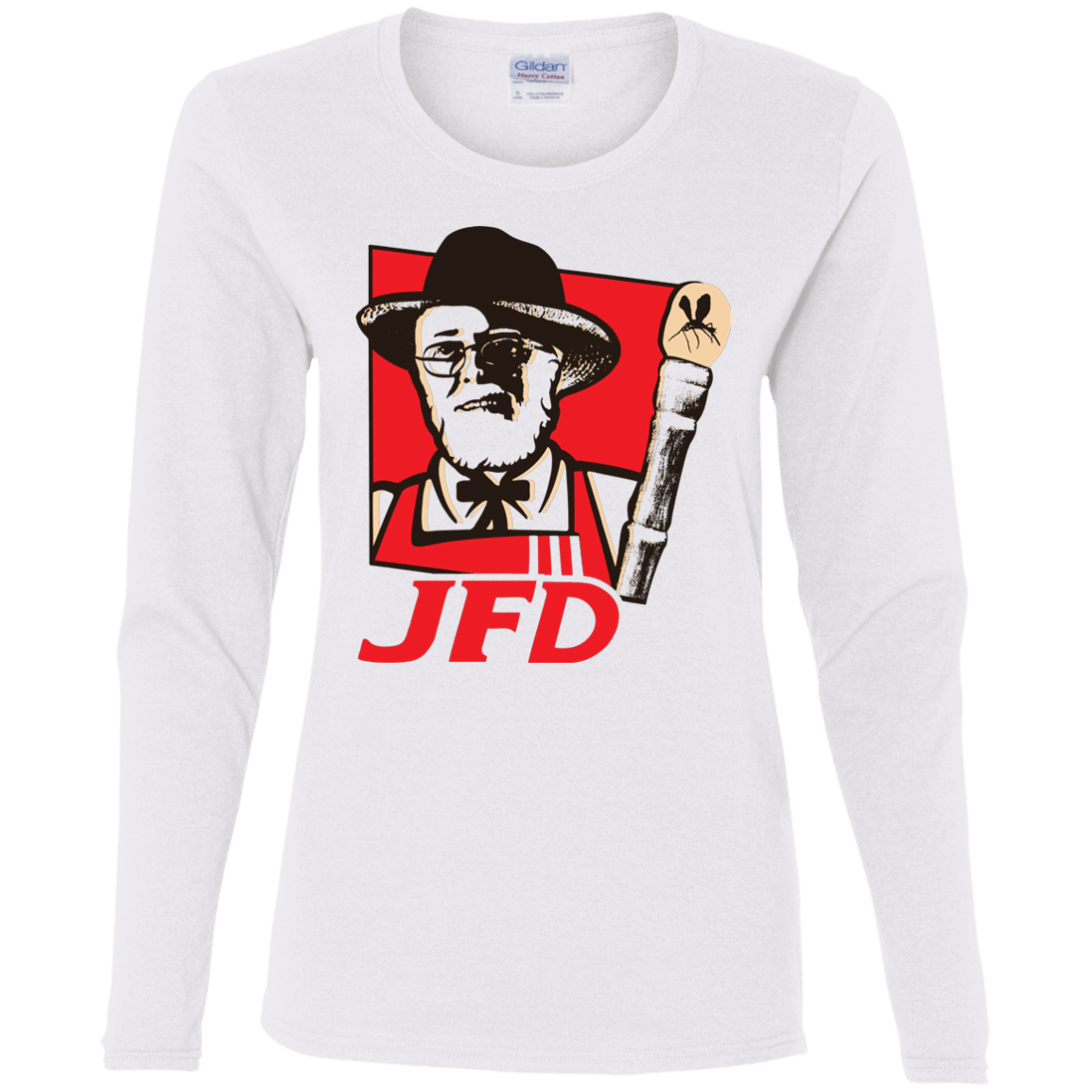 T-Shirts White / S Jurassic Fried Dinosaur Women's Long Sleeve T-Shirt