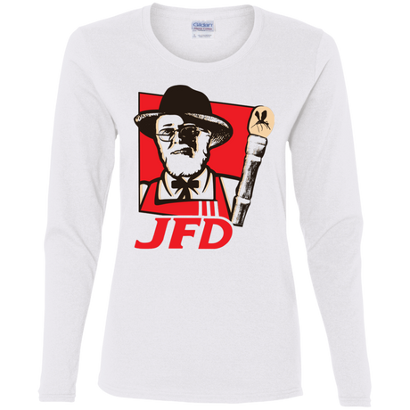 T-Shirts White / S Jurassic Fried Dinosaur Women's Long Sleeve T-Shirt