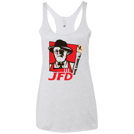 T-Shirts Heather White / X-Small Jurassic Fried Dinosaur Women's Triblend Racerback Tank