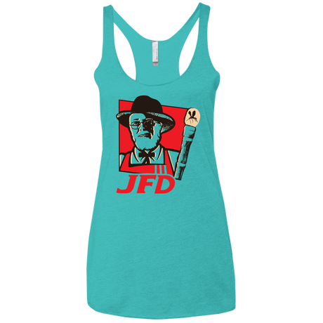 T-Shirts Tahiti Blue / X-Small Jurassic Fried Dinosaur Women's Triblend Racerback Tank