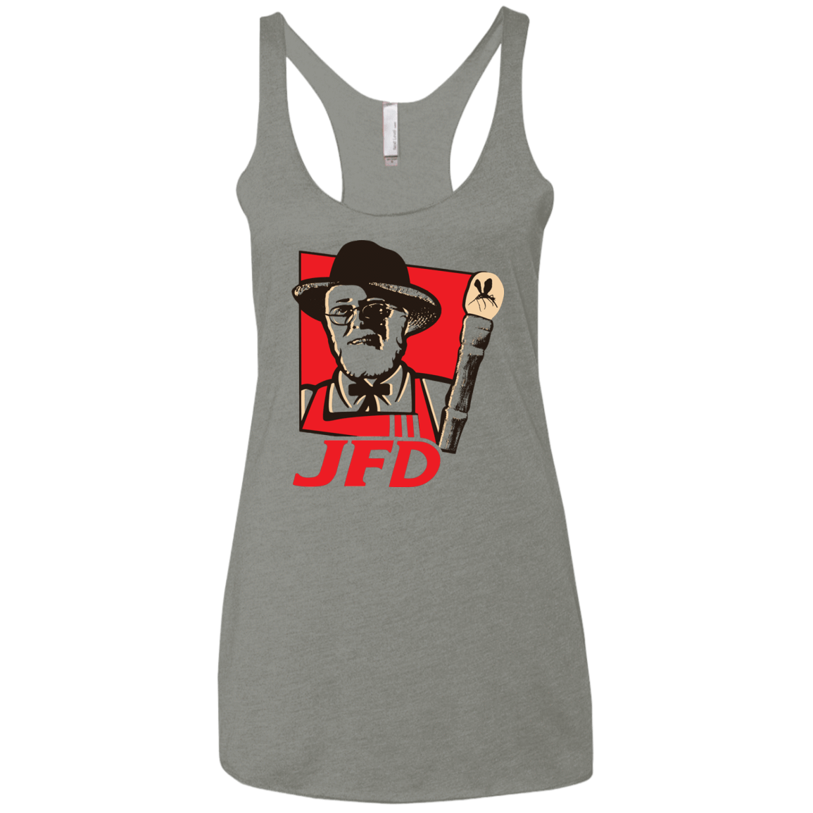 T-Shirts Venetian Grey / X-Small Jurassic Fried Dinosaur Women's Triblend Racerback Tank