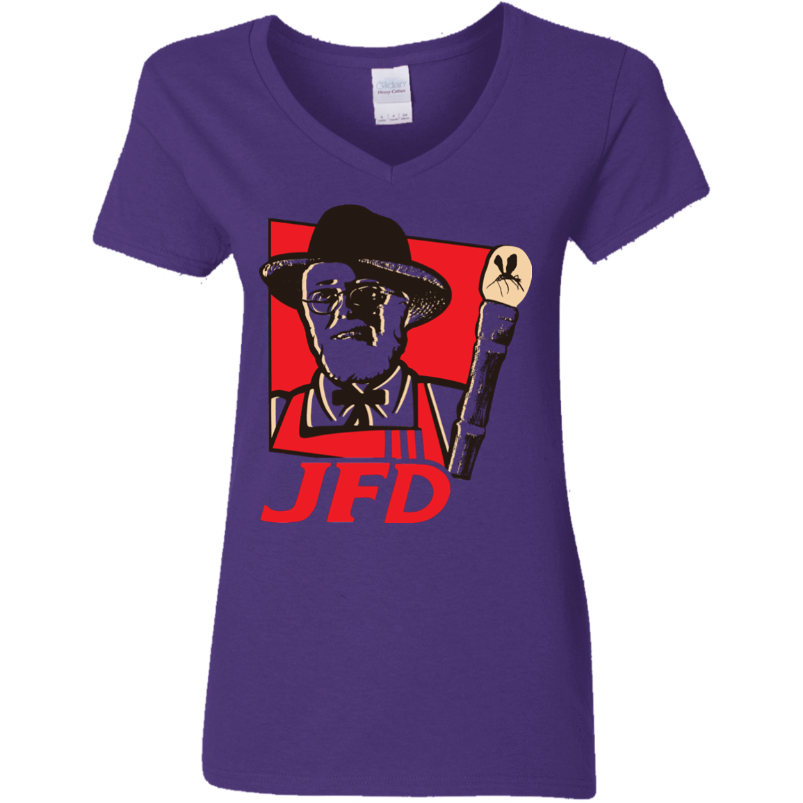 T-Shirts Purple / S Jurassic Fried Dinosaur Women's V-Neck T-Shirt