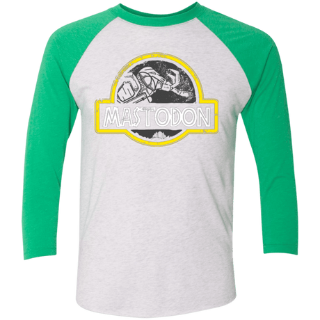 T-Shirts Heather White/Envy / X-Small Jurassic Power Black Men's Triblend 3/4 Sleeve