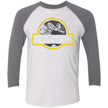T-Shirts Heather White/Premium Heather / X-Small Jurassic Power Black Men's Triblend 3/4 Sleeve